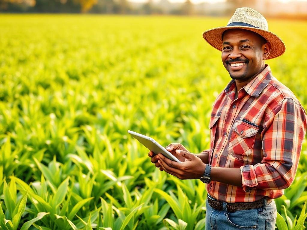 African farmer with tablet